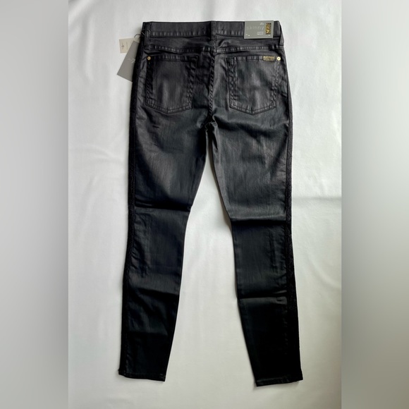 Women's 7 For All Mankind Lace and Coated In Black Jeans - Picture 4 of 10